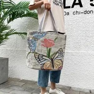 [라일리] Rly 여성 가방 캔버스 토트 캐쥬얼 숄더 나비