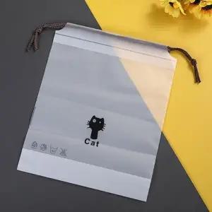 [룽스]비닐 파우치 다회용 끈 투명 대 DD-12177