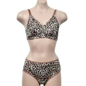 [라일리여성언더웨어] Rly 호피패턴 노몰드 ZF 시원한 인견 팬티 브라 드