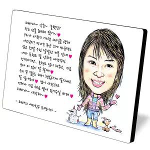 (이미지짱) 캐리커쳐 편지 5x7 인치 (13x18 cm) 1인 크리스탈액자 크리스탈마블액자/생일 축하 졸업 입학 승진 퇴임 기념일 선물
