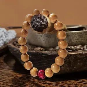 [라일리쥬얼리] Rly 복숭아 나무 염주 경면주사 ZF 팔찌(우드)