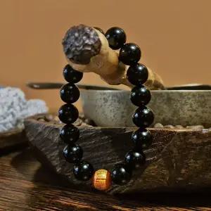 [라일리쥬얼리] Rly 염주 ZF 흑요석 반야심경 팔찌(14mm)