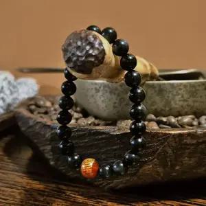 [라일리쥬얼리] Rly 염주 반야심경 ZF 흑요석 팔찌(12mm)