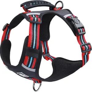 소형 중형 대형견을 위한 간편한 제어 소프트 핸들이 있는 JUFOO 노 풀 도그 하네스 반사 조절 가능한