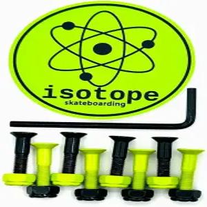 동위원소 스케이트보드 연료봉 - 1인치 하드웨어 검은색 및 형광 녹색 8개 세트