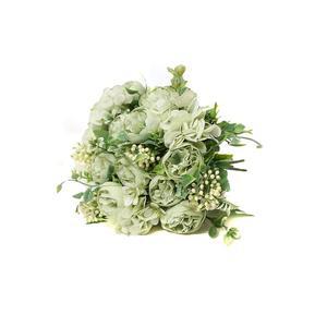 YOUNGJEWL 조화 모조 작약 웨딩 4팩 DIY 실크 플라스틱 그린 미니 신부 데코용 라이트 부케