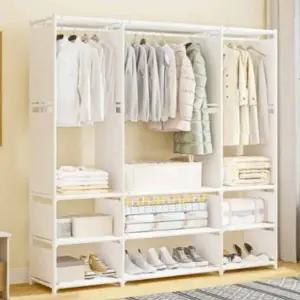 (옵션 화이트)칸막이 간이 옷장 대형 스탠드행거 옷행거