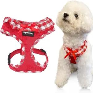 슈퍼버디 업그레이드 소프트 메시 개 하네스 강아지 야외 산책을 위한 초 통기성 경량 반려동물 레드