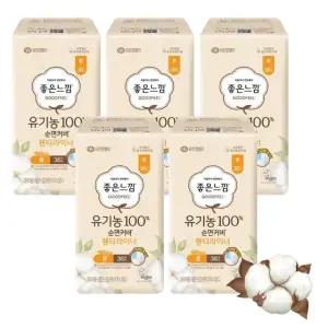 유한킴벌리 좋은느낌 유기농 순면커버 데일리 라이너 롱 36매 x 5팩