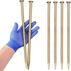 JPOIP 16인치 철근 말뚝 - 직경 1/2인치 아연 도금 강철 접지 앵커 과속 방지턱 휠 스톱 텐트(6팩)를 위한