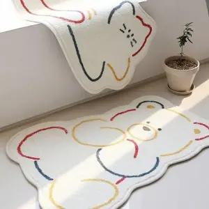 온더벨라 보들보들 화이트발매트 도톰한 곰냥이 침대러그