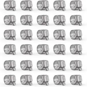 DREXON 호스 클램프 304 스테인리스 스틸 키트 조절 가능 1/4 ？7/16 (6？12mm) 웜 기어 자동차 연료 라인