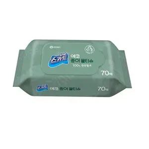 종이 물티슈 도톰한 친환경 무형광 캡형 물티슈 유아용 70매 5개 일회용 휴대용