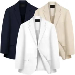 중년 남성 콤비 자켓 봄 여름 국내생산 고급 스판 남자 린넨 자켓 정장 마이 빅사이즈 95~120