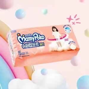 마미포코 여아용 기저귀 슈퍼컴포트 팬티 5단계 108매 1박스 MNS