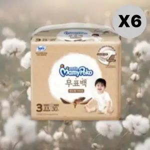 마미포코 밴드형 기저귀 무표백 3단계 중형 공용 30매 6팩 MNS
