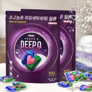 아이러브베베 딥큐 샤르망부케 캡슐세제 100개입+100개입 3in1/대용량/실내건조/드럼 일반 겸용