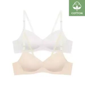 수아팜 [정상가 45800원] 주니어 2.5단계 코튼 스판 브라 2매_아이보리/스킨