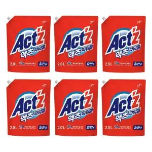 액츠 파워젤 액체세제 일반 리필, 2L, 6개