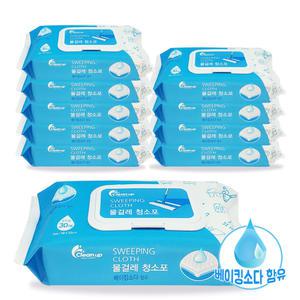 베이킹소다 함유/클린업 물걸레 청소포 특대 실속형 30매X10팩/밀대걸레 손걸레