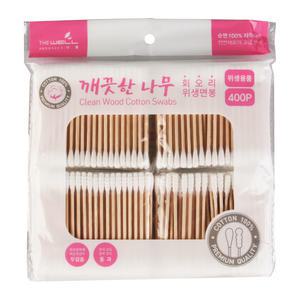 깨끗한 나무 회오리면봉 400P/천연솜 자작나무