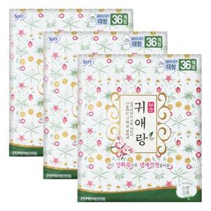 쏘피 생리대 귀애랑 울트라날개 대형 36개입 X 3개