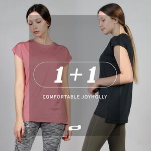 엘리 루즈핏 요가복 반팔 상의 2장세트 롱 티 빅사이즈 필라테스복 군살커버