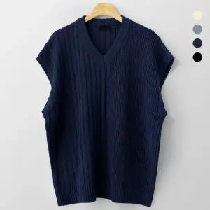 [엠엔씨][MNC] 하프꽈베기 오버핏 니트조끼 (MDKN307NL)