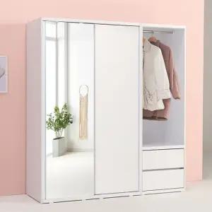 솔트 1800 슬라이딩 거울 옷장+서랍행거장 mcr115