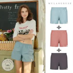 [순면]파스텔 여성 트렁크팬티/반바지 여자 홈웨어 잠옷 3종세트(Aset)