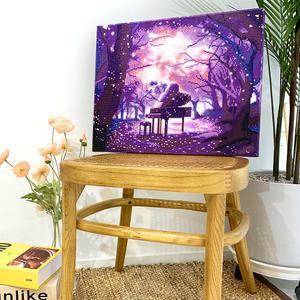 옥탑방어른이 LED 보석십자수 [벚꽃 왈츠] 50*40cm 비즈 액자형 캔버스 보석십자수