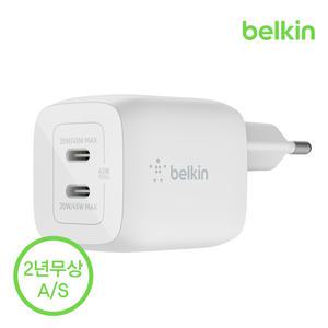 [벨킨] 45W 듀얼 C타입 PD 3.0 PPS GaN 고속 충전기 WCH011kr 초고속충전 아이폰15 14 갤럭시 Z플립5 폴드5
