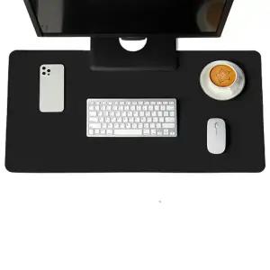 하이어데코 데스크 매트 가죽 논슬립 와이드 대형 마우스 장패드, 블랙, 60 x 30 cm, 1개