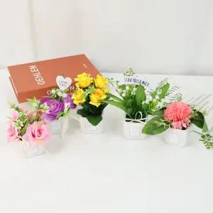 인테리어 미니 조화화분 장미 은방울 폼폼국화 납골당 수목장 봉안당 꾸미기