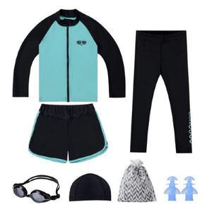 아쿠아티카 아동 래쉬가드 상하의 AQA337+수경+수모+귀마개 5종세트, 9호