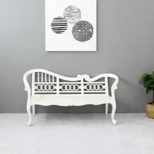 [무료배송] 빈티지 수입 엔틱 가구 보나끄 피어싱 아이보리 벤치의자