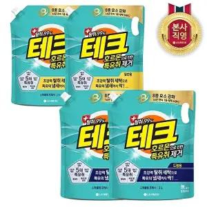 [LG생활건강]테크 호르몬 특유취 제거 실내건조 액체세제 리필 2L x 4개(일반/드럼 택1)