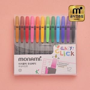 모나미 이지클릭 유성매직 12색 세트 노크식 둥근닙 마카