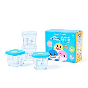 글라스락 핑크퐁 아기상어 이유식용기, 270ml, 혼합, 4조, 1개