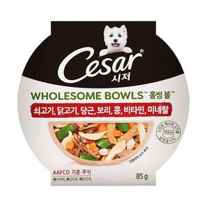 시저 홀썸볼 쇠고기 닭고기 당근 보리 콩 비타민 미네랄 85g 반려 애견 건강한 습식 캔