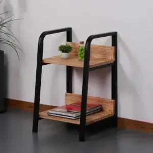 아카디 철제 2단 400 원목 선반 장식장 착불