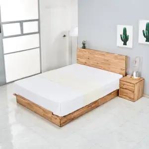 알베로 퀸 1500 평상형 LED 침대 참죽 원목 프레임 착불