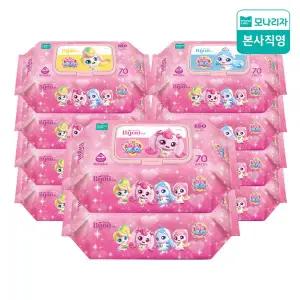 [모나리자] 티니핑 아기 물티슈 (캡형) 70매*10팩 / 55gsm 고평량 유아 물티슈