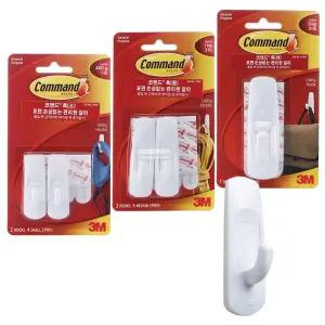 3M 코맨드 다용도 훅 소/중/대 벽부착 무타공 소품 걸이 탈부착 후크
