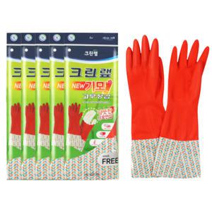 크린랩 기모고무장갑 FREE사이즈 빨강 5켤레
