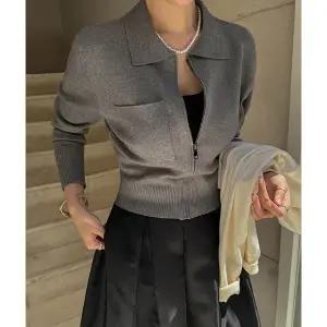 [다바걸][DB made] [더 니트]샌트블루종집업니트