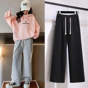 주니어 와이드핏 면 트레이닝 팬츠 봄 가을 긴바지 허리 밴딩 초등학생 댄스복