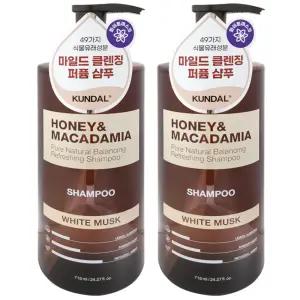 쿤달 허니 앤 마카다미아 네이처 샴푸 대용량 화이트머스크 718ml 2개
