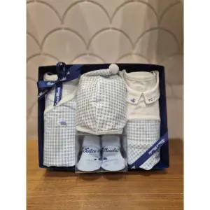 [쇼콜라](강남점)B엘체크멜빵우주복 바디슈트 양말 모자4종세트 (TTOMOW01U4SET)