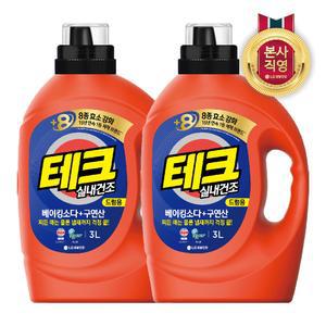 테크 베이킹소다+구연산 실내건조 액체세제 드럼 용기 3L 2개